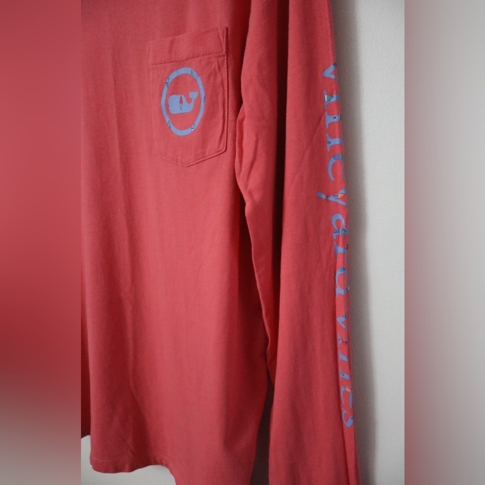 Vineyard Vines Red Long Sleeve Graphic Pocket Tee - Picture 5 of 5